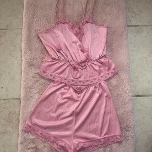 Chic Pink Lace Sleepwear Set